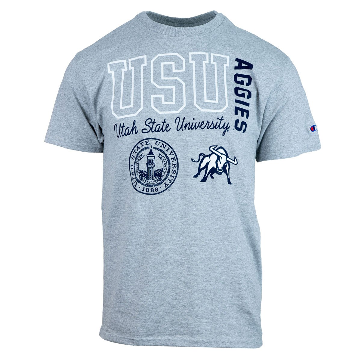 Champion utah state university graphic logo unisex 20 french gray t-shirt